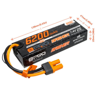 Spektrum SPMXB2S62 6200mAh 2S 7.4V 120C Smart Pro Basher LiPo Battery with IC5 Connector
